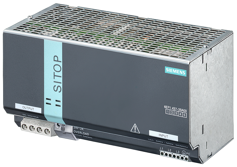 Siemens SIPLUS 6AG14373BA004AA0 PS Power Supply Module, 400/500 VAC Input, 24 VDC Output, 40 A Output (Planned Obsolescence by Manufacturer)