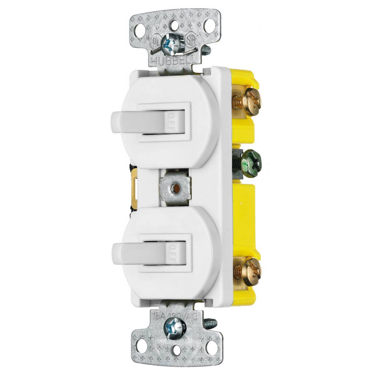 Wiring Device-Kellems RC101W Traditional 2-Position Standard Traditional Switch Combination Device, Electrical Ratings: 120 VAC, 15 A, 1800 W, 1 Poles
