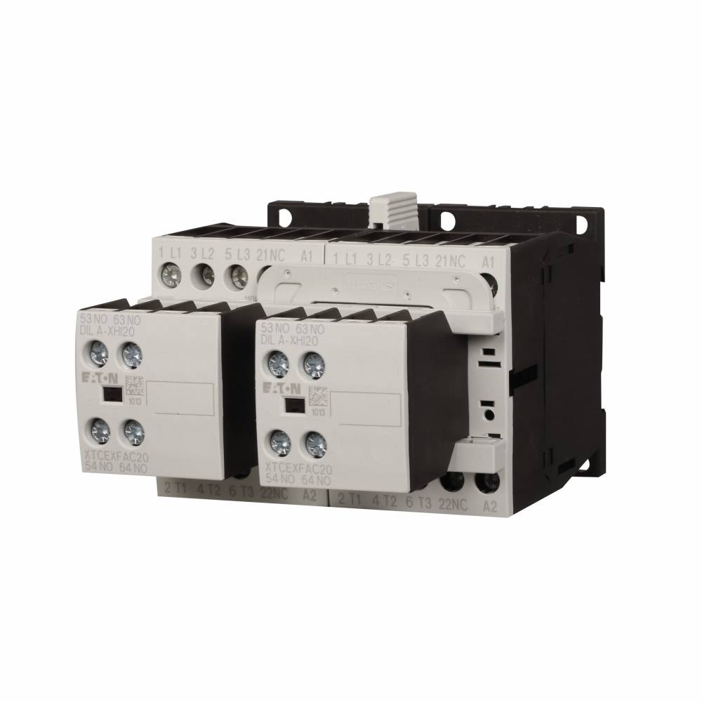 EATON XTCR012B21A Full Voltage Reversing IEC Contactor, 110/120 VAC V Coil, 12 A, 2NO-2NO Contact, 3 Poles