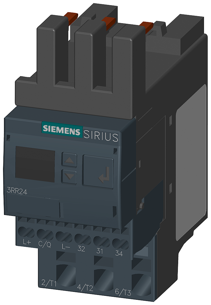 Siemens SIRIUS 3RR24422AA40 3-Phase Adjustable Digital Current Monitoring Relay w/ IO-Link Interface, 24 VDC, 4 to 40 A, 1CO Contact