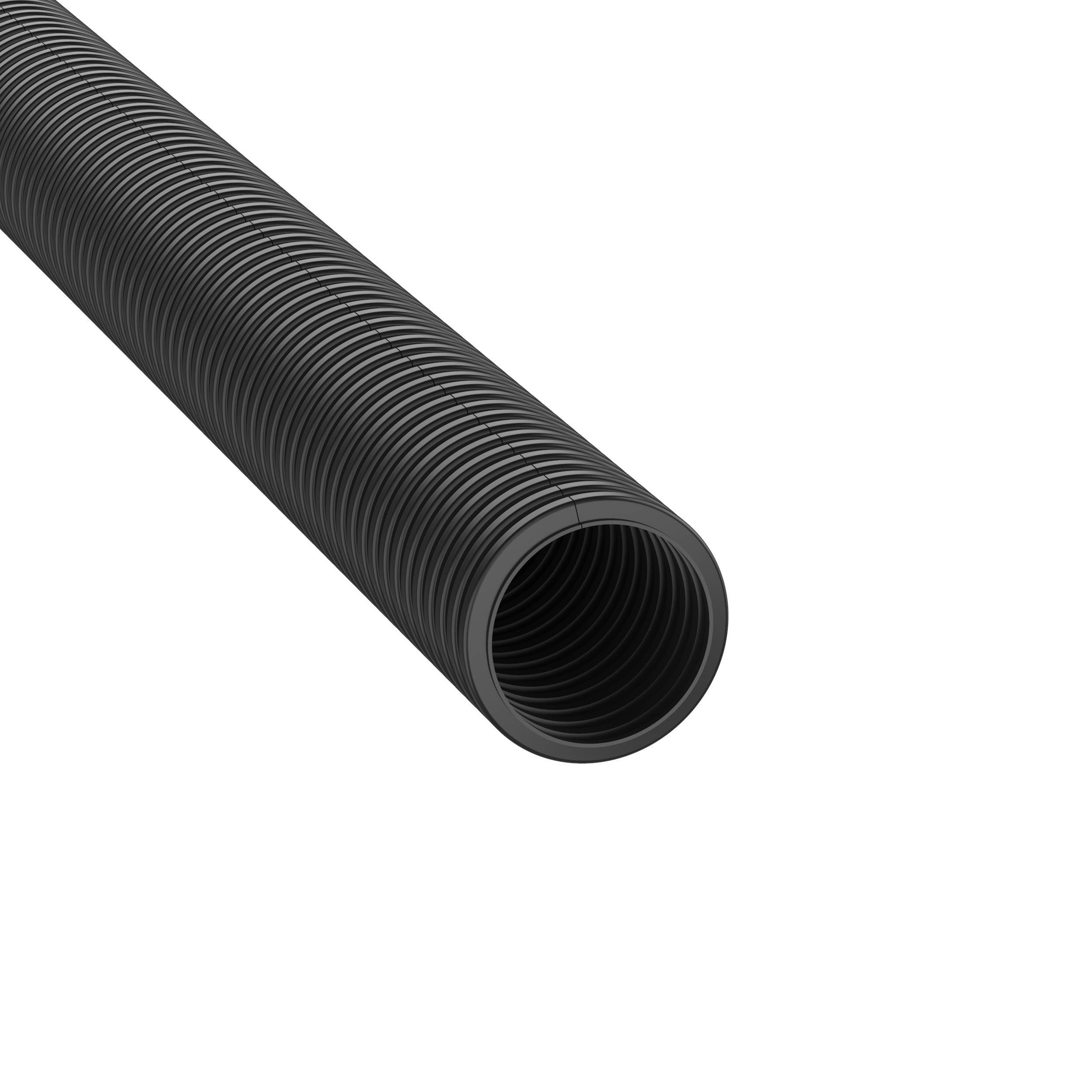 Panduit® CLT75F-C20 Corrugated Loom Slit Wall Cable Tubing, 0.77 in ID x 100 ft L x 0.007 to 0.02 in THK, Polyethylene, Black
