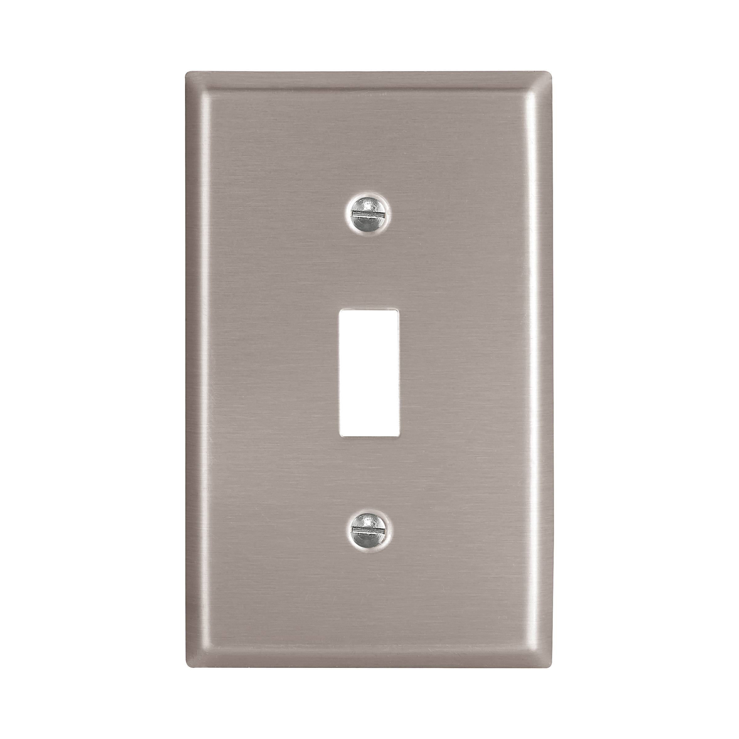 EATON Arrow Hart™ Eaton Wiring Devices 93071-SP-L 93000 Standard Toggle Switch Wallplate, 1 Gangs, 4-1/2 in H x 2-3/4 in W, 302/304 Stainless Steel, Clear