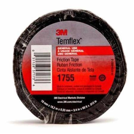 2" x 60' x 13 Mil, 3M 1755-2X60FT Temflex™ Friction Tape, Black