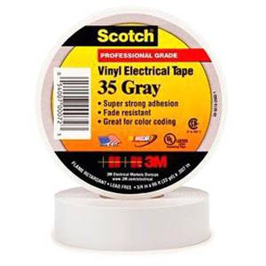 3/4" x 66' x 7 Mil, 3M 35-GRAY-3/4X66FT Scotch® Electrical Tape, Gray