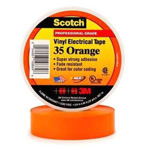 1/2" x 20' x 7 Mil, 3M 35-ORANGE-1/2X20FT Scotch® Electrical Tape, Orange
