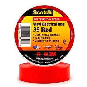 3/4" x 66' x 7 Mil, 3M 35-RED-3/4X66FT Scotch® Electrical Tape, Red