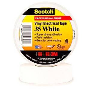 3/4" x 66' x 7 Mil, 3M 35-WHITE-3/4X66FT Scotch® Electrical Tape, White