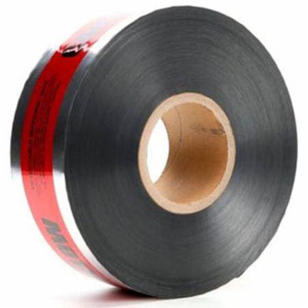 3" x 1000' x 5 Mil, 3M 406 Scotch® Detectable Barricade Tape, Red on Black