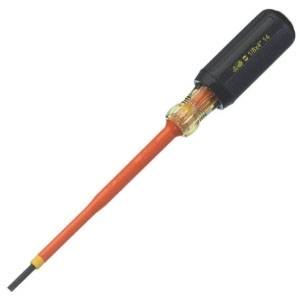 4" L, 1/8" Tip, Ideal Electrical 35-9149 Screwdriver, Black Handle