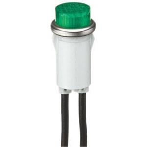 28 VAC/VDC, 1.2 W Incandescent Lamp, Ideal Electrical 776211 Indicator Light, Green Polycarbonate Raised/Transparent Lens