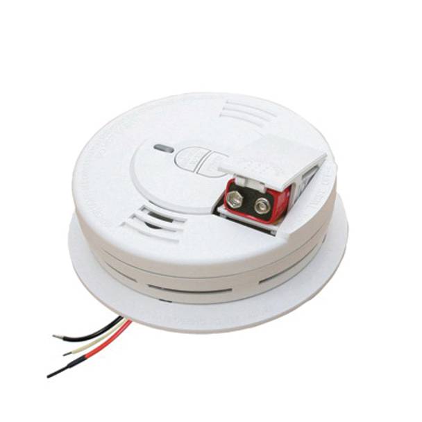 Kidde® 21006376 Tamper-Resistant Smoke Detector Alarm, 10 ft Detection, Ionization Sensor, 120 VAC with 9 VDC Battery Backup, 85 dB
