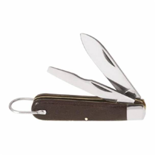 Klein® 1550-2 2-Blade Lockable Pocket Knife, Carbon Steel Standard Spear Point Screwdriver-Tip Blade, 2-1/2 in L Blade