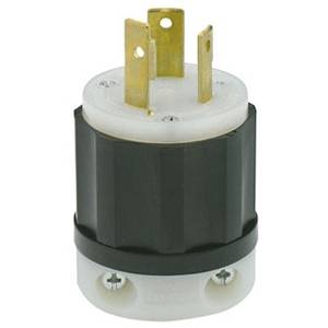 480 VAC 30 A L8-30P, Leviton Manufacturing Co. Inc. 2641 Black & White® Locking Device Plug