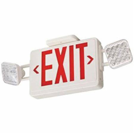 20" x 4-1/2" x 9", 120/277 VAC 3.8W, Acuity Brands Lighting Inc. ECR-LED-HO-M6 Combination Emergency Light/Exit Sign Unit, Nickel Cadmium, White, Red Legend