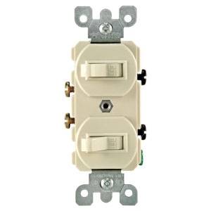 120/277 VAC 15 A, Leviton Manufacturing Co., Inc. 5224-2I Combination Switch, Ivory