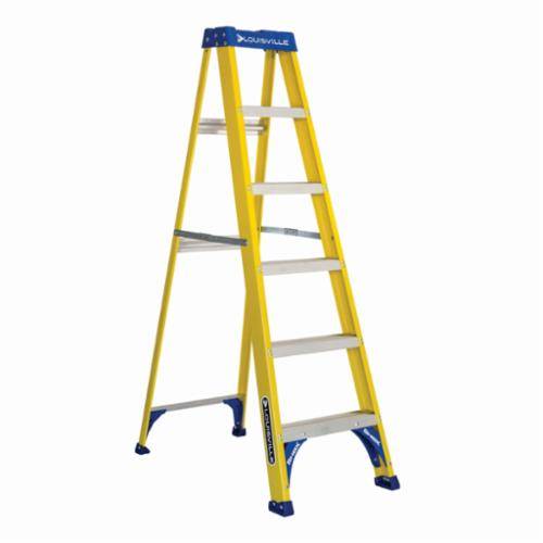 Louisville® FS2006 FS2000 Type I Non-Conductive Weather Resistant Step Ladder, 6 ft H Ladder, 250 lb Load, 5 Steps, Fiberglass, A14.5