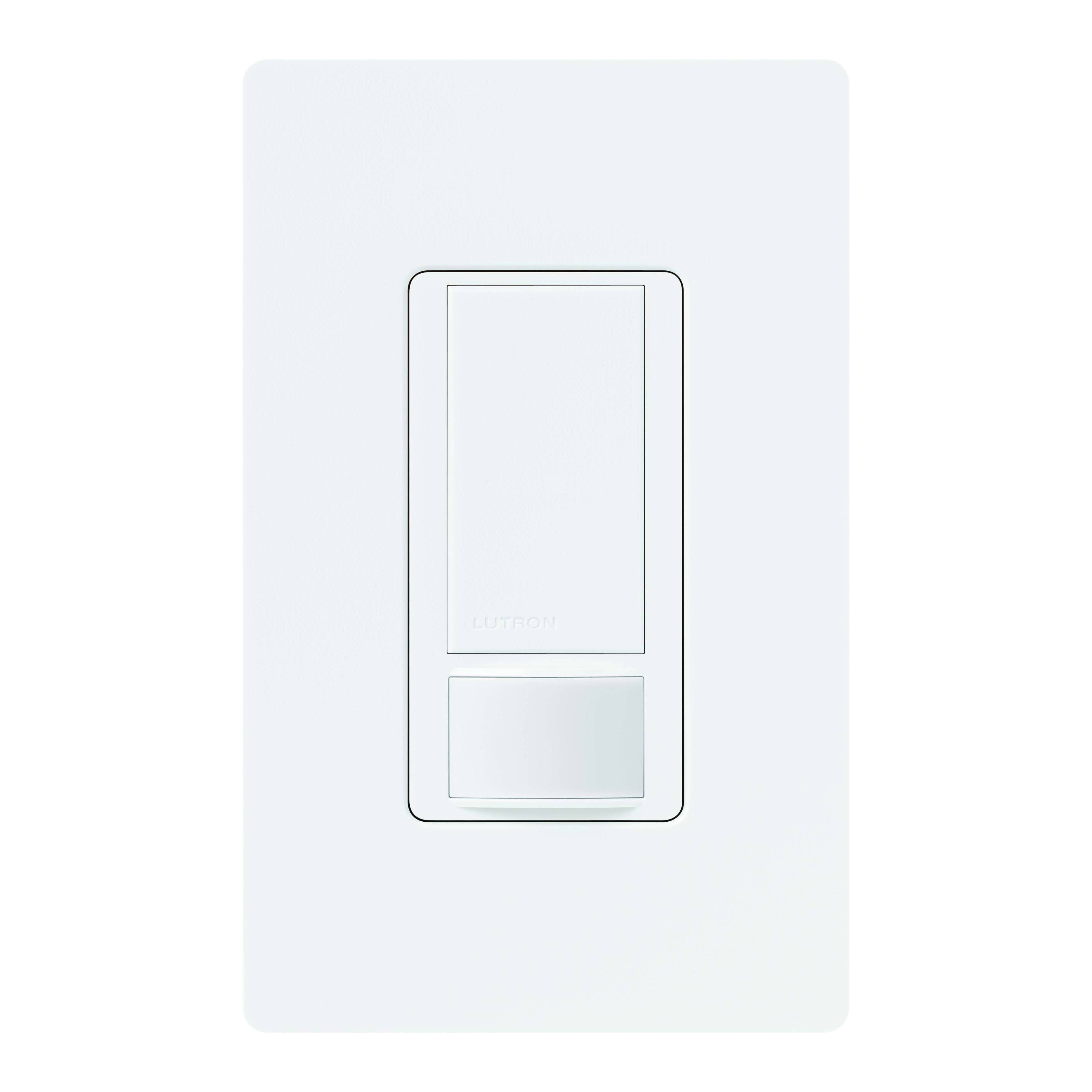 Lutron® Maestro® MS-OPS2-WH 1-Pole Occupancy Sensing Switch, 120 VAC, Passive Infrared Sensor, 400 sq-ft Minor, 900 sq-ft Major Coverage, 180 deg Viewing, Wall Mount
