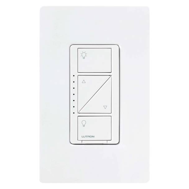 Lutron® Caseta® Wireless® PD-6WCL-WH 1-Pole Wireless In-Wall Dimmer With (2) Black Wires, 3-Way On/Off Operation, 120 VAC, 60/30 ft, CFL/Halogen/Incandescent/LED Lamp