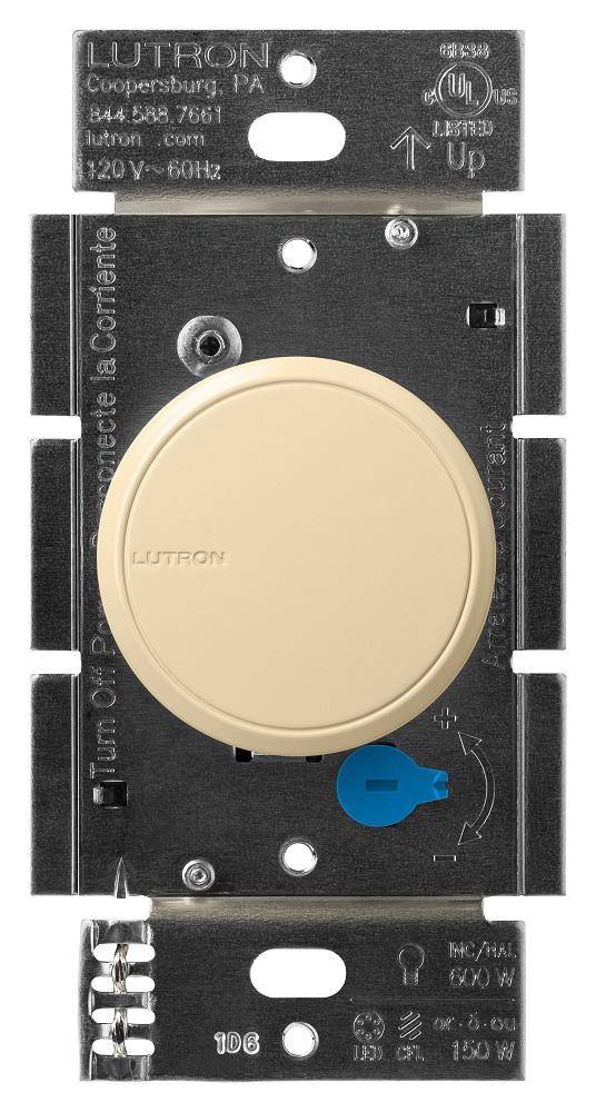 Lutron® RCL-153PNL-IV Dalia LED Dimmer Rotary Light Switch, 120 V, 1 Poles, On/Off Operation, Ivory