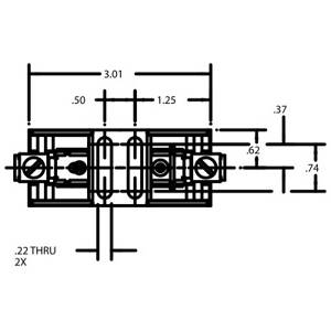 250 VAC/VDC, 30 A, Mersen S.A. 20306R Fuse Block, 1-Pole, Class R