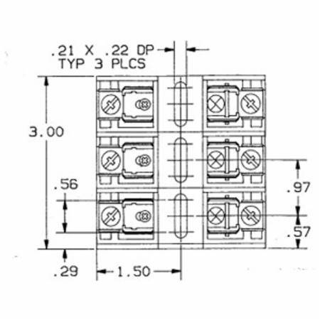 250 VAC/VDC, 30 A, Mersen S.A. 20313 Fuse Block, 3-Pole, Class H/K