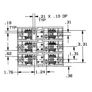 250 VAC/VDC, 60 A, Mersen S.A. 20608R Fuse Block, 3-Pole, Class R