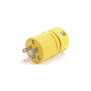 Woodhead® 1447 130141 Industrial Duty Plug, 125 V, 15 A, 2 Poles, 3 Wires, Yellow