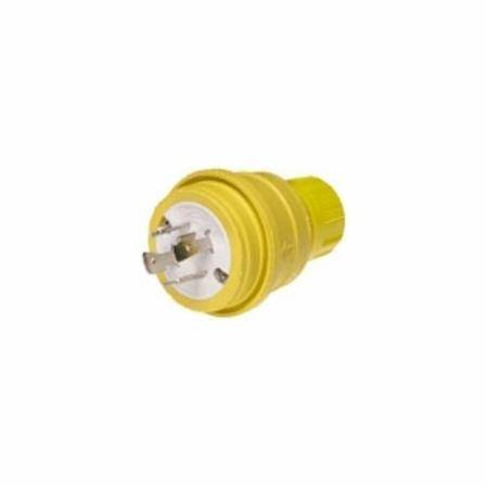 Woodhead® 26W75 130147 3-Phase Plug, 250 VAC, 20 A, 3 Poles, 4 Wires, Yellow