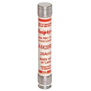 600 VAC/300 VDC 20 A, Class RK1, Mersen EP A6K20R Amp-Trap® Low Voltage UL Power Fuse, Fast Acting, Ferrule Terminal