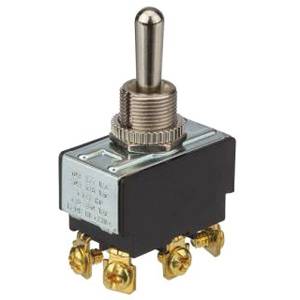 125/250 VAC 10 A, DPDT, NSi Industries LLC 78230TS Toggle Switch, Brass/Nickel