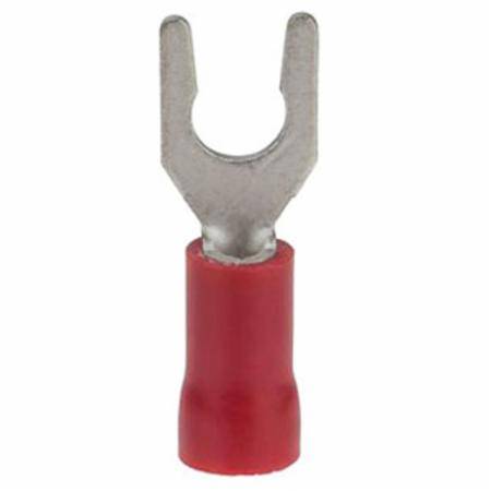 22 AWG to 18 AWG, #8 Stud, NSi Industries LLC S22-8V-L MINITERMS Spade Terminal, Red