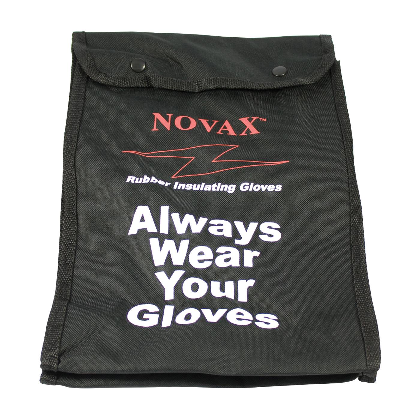 Novax® 148-2136 Protective Bag, Plastic Hook, Snap Closure, For Use With Novax Rubber Insulating Gloves, Nylon, Black with Red/White Lettering (Discontinued by Manufacturer)