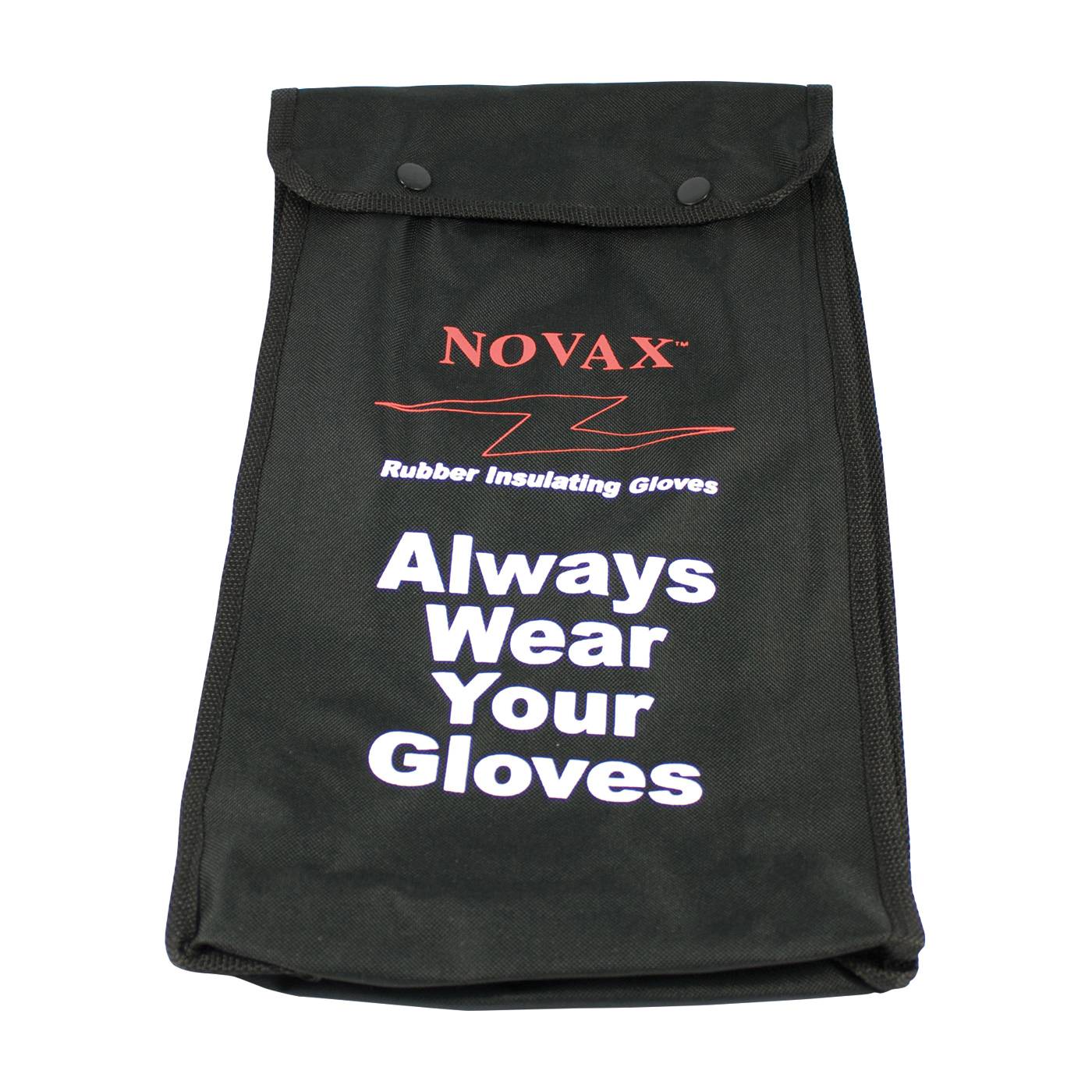 Novax® 148-2142 Protective Bag, Plastic Hook, Snap Closure, For Use With Novax Rubber Insulating Gloves, Nylon, Black with Red/White Lettering (Discontinued by Manufacturer)