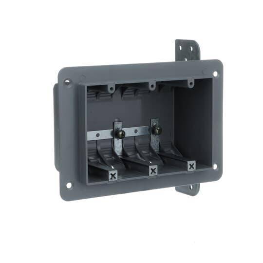 NuTek® 3-WSW Non-Metallic Device Box, Plastic, 48 cu-in Capacity, 3 ...