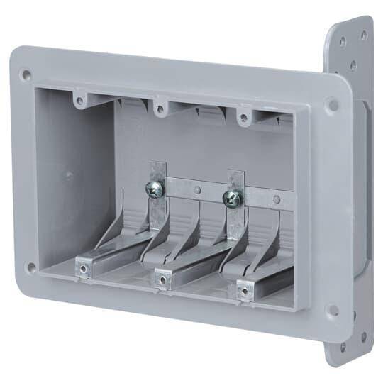 NuTek® 3-WSW Non-Metallic Device Box, Plastic, 48 cu-in Capacity, 3 ...