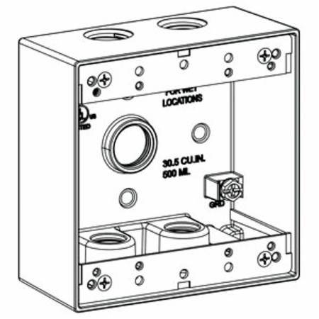 30.5 Cu Inch 5-Hub, Orbit Industries 2B50-5 Weatherproof Device Box, 2-Gang