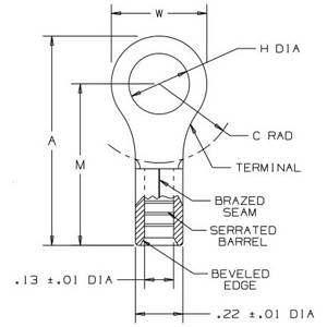 14 to 10 AWG, #10 Stud, Panduit P10-10R-L Pan-Term® Ring Terminal, Metallic