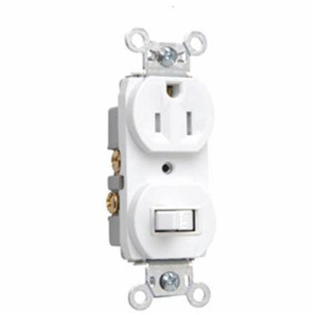 120/125 VAC 15 A, Legrand North America LLC 691TRW TradeMaster® Combination Switch and Receptacle, White