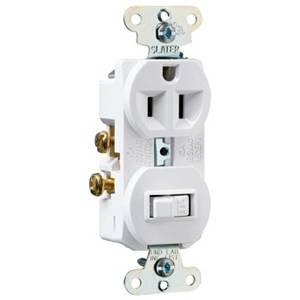 120/125 VAC 15 A, Legrand North America LLC 691W TradeMaster® Combination Switch and Receptacle, White
