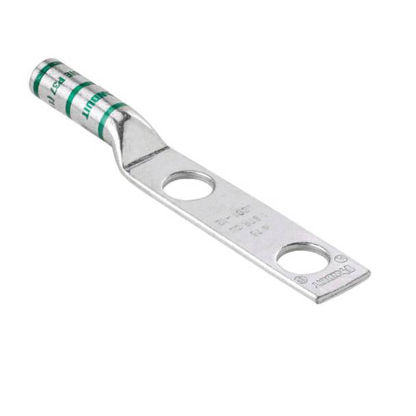 Panduit® Pan-Lug™ LCC4/0-12-X 2-Hole Compression Connector Lug, 4/0 AWG Stranded Copper Conductor, Die Code: P54, 1/2 in Stud, Tin Plated Copper