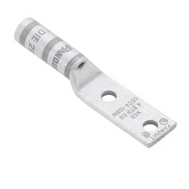 Panduit® Pan-Lug™ LCCX2/0-12-X 2-Hole Compression Connector Lug, 2/0 AWG Extra-Flexible/Flexible/Stranded Copper Conductor, Die Code: P45, 1/2 in Stud, Tin Plated Copper