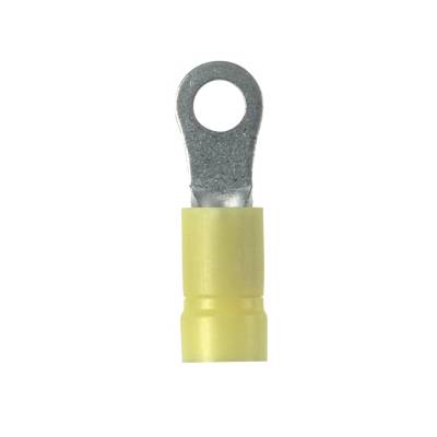 Panduit® Pan-Term™ PV10-8R-L Type PV-R Loose Piece Ring Terminal, 12 to 10 AWG Conductor, 1.05 in L, Brazed Seam/Funnel Entry/Insulation Support/Internal Serration Barrel, Copper, Yellow