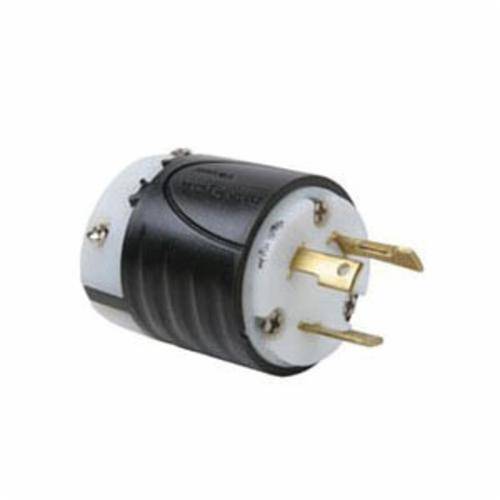 Pass & Seymour® Turnlok® L530-P Locking Plug, 125 VAC, 30 A, 2 Poles, 3 Wires, Black/White