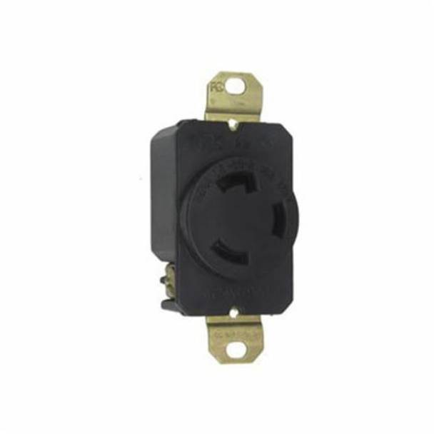 Pass & Seymour® Turnlok® L530-R Single Locking Receptacle, 125 VAC, 30 A, 2 Poles, 3 Wires, Black