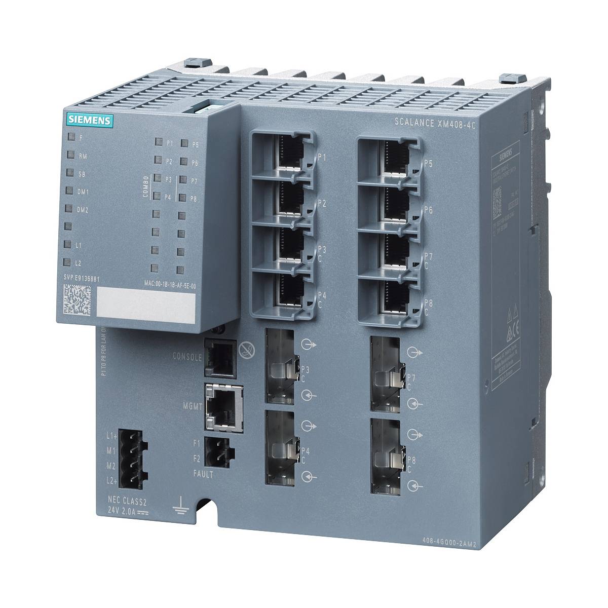 Siemens SCALANCE 6GK54084GP002AM2 XM408-4C Managed IE Switch, RJ-45 ...