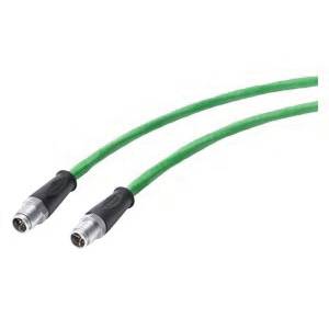 Siemens 6XV18785HH20 8-Wire Flexible Plug-In Pre-Assembled Prefabricated Connecting Cable, Cat 6a, 26 AWG Braided Copper/Twisted Pair Conductor, M12 X-Coded Connector, 2 m L Cord, Blue/Brown/Green/Orange/White