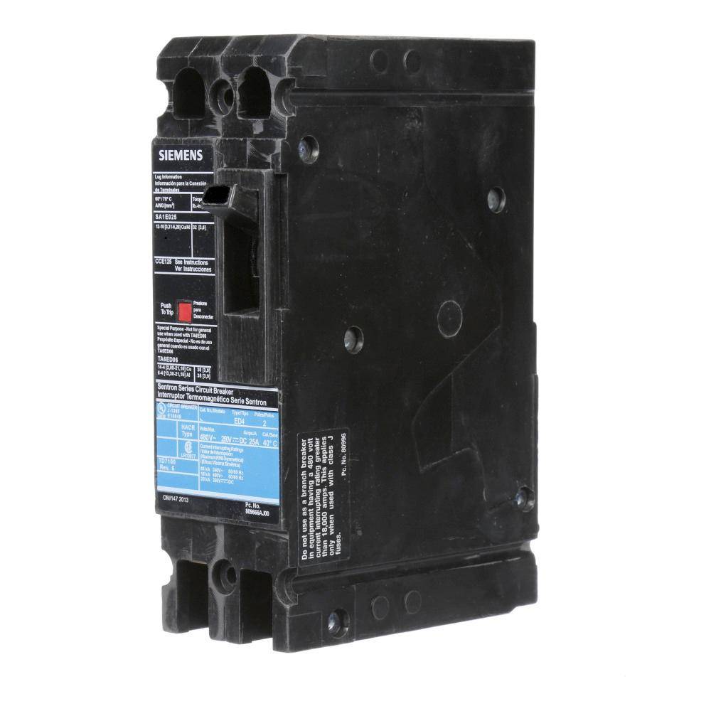 Siemens ED42B110 Low Voltage Molded Case Circuit Breaker With Load Lugs ...