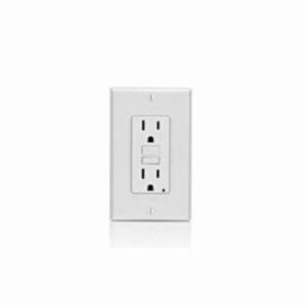 Leviton® SmartlockPro® Slim® GFNT1-W Duplex Monochromatic Non-Tamper Resistant Self-Test GFCI Receptacle With Wallplate, LED Indicator, 125 VAC, 15 A, 2 Poles, 3 Wires, White