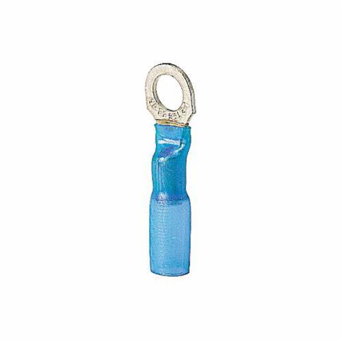 Sta-Kon® RBS14-10X RB Series Heat Shrinkable Insulated Ring Terminal, 16 to 14 AWG Conductor, 1.26 in L, Copper, Blue