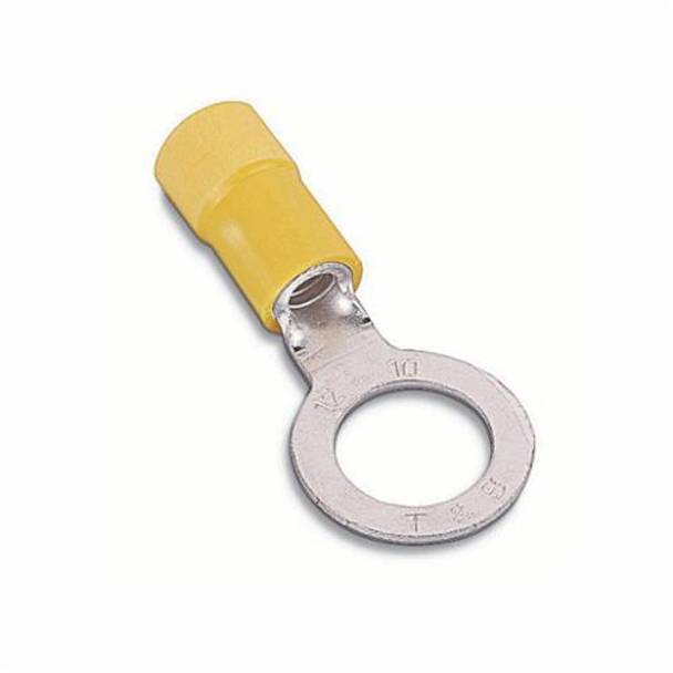 Sta-Kon® RC717-250 RC Series Expanded Insulated Ring Terminal, 12 to 10 AWG Conductor, 1.16 in L, Brazed Seam Barrel, Copper, Yellow